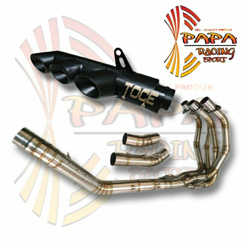 Knalpot ZX25R ZX25RR Full system TOCE Lubang 3 Black coating