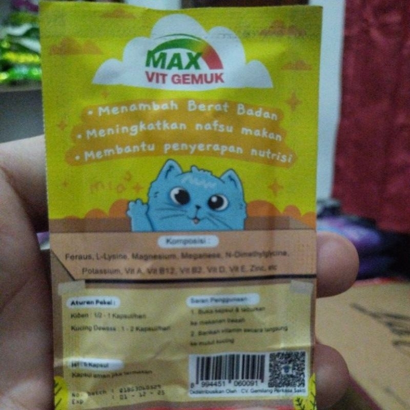 Vitamin Penggemuk Kucing Max Fit Gemuk