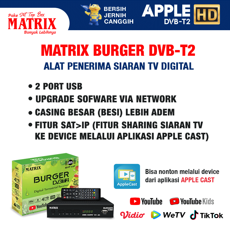 SET TOP BOX MATRIX APPLE MERAH PADANG, MATRIX BURGER, MATRIX APPLE SILVER, TANAKA