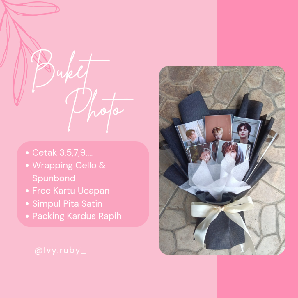 (FREE Packing Kardus) Buket foto || request foto idol atau foto sendiri + gretting card