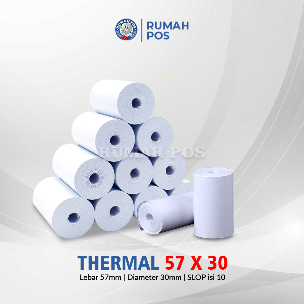 

1 SLOP Kertas Kasir Struk Thermal 57mmX30mm Paper Roll EDC 58X30 isi 10