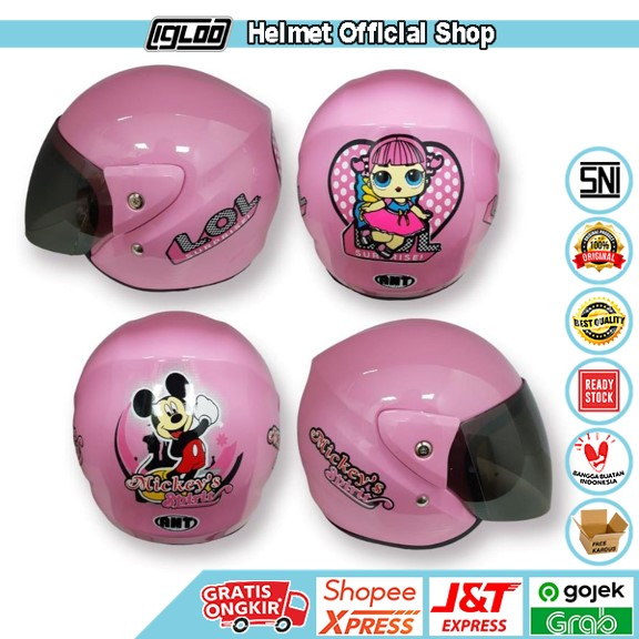 Helm Anak / Helm Anak Motif / ANT MINI JORDAN PINK (Motif Cewek Random)