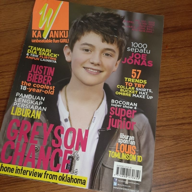 majalah kawanku cover Greyson Chance