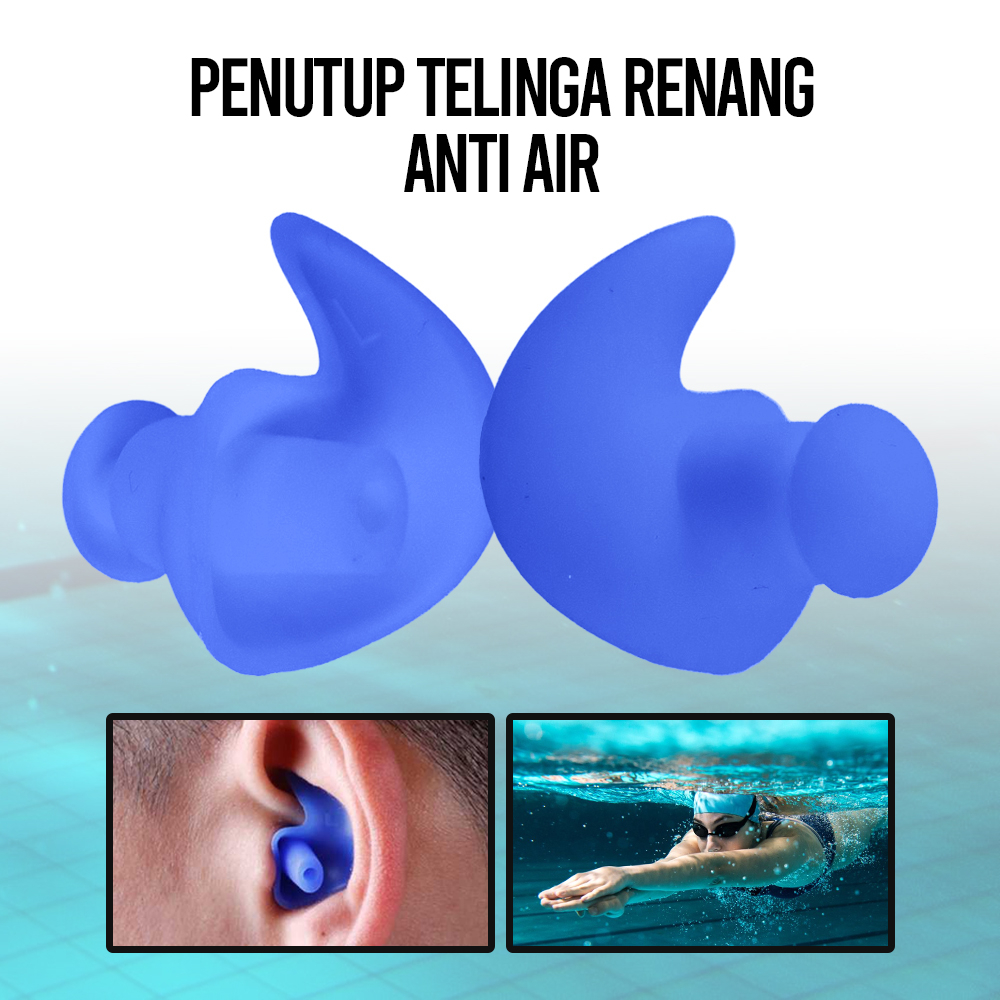 Penutup Telinga Earplug Renang Anti Air / Aksesoris Penutup Telinga Atlet Olahraga Renang