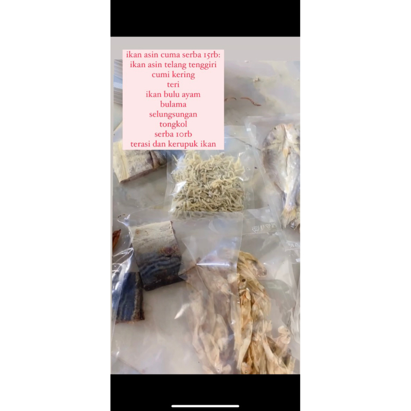 

aneka ikan asin serba 15.000