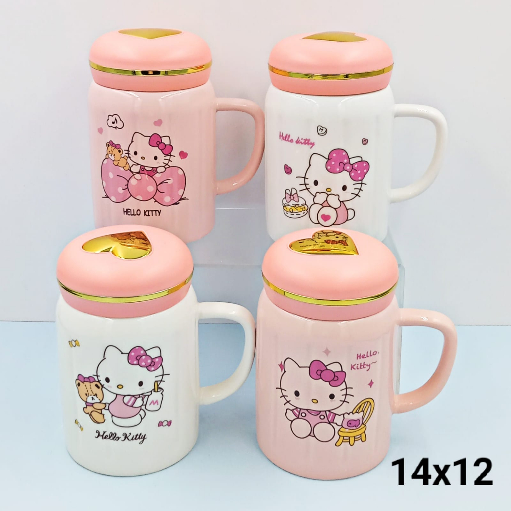 YASMITESTUFF | GELAS KERAMIK HELLO KITTY TUTUP | GELAS KERAMIK
