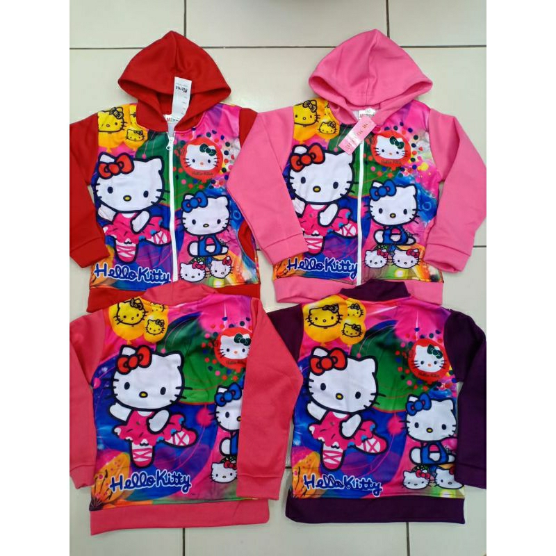 jaket anak perempuan bahan fleece akp thailand motif hello kitty