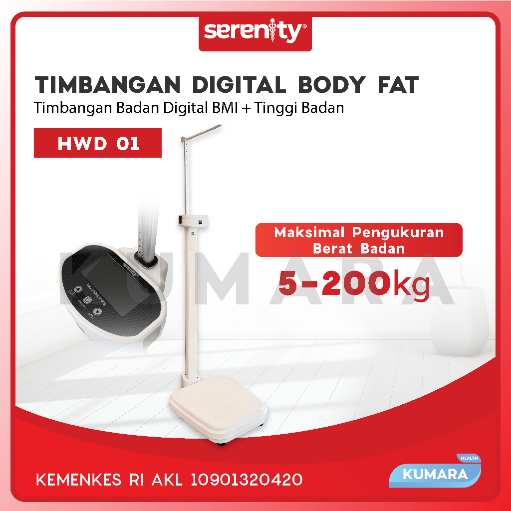 SERENITY - Timbangan Badan Digital BMI + Tinggi Badan HWD 01 / Timbangan Digital Body Fat