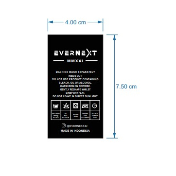 

label satin printing hitam EVERNEXT