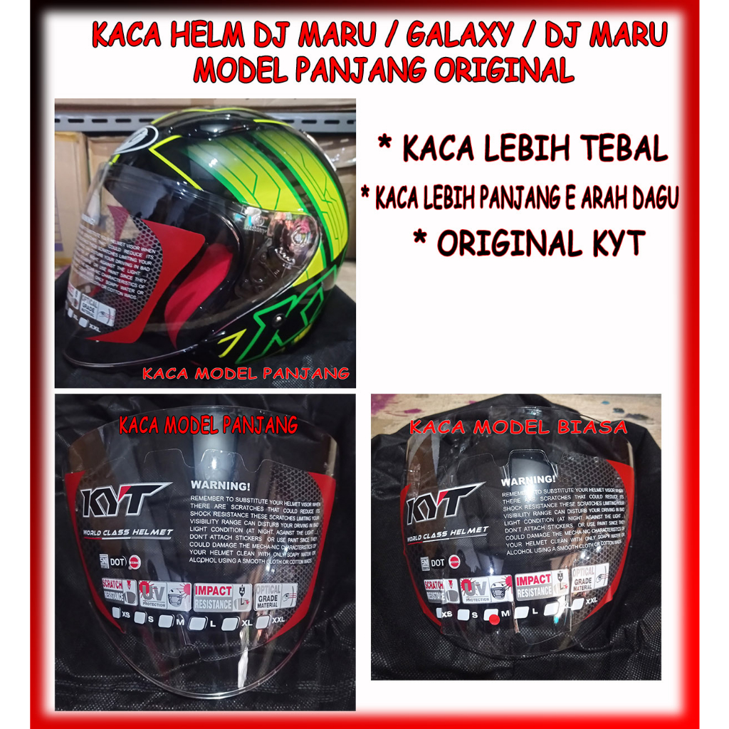 Kaca Helm Visor KYT DJ Maru KYT Galaxy INK Centro Jet Original Clear Rachet KYT DJ maru original