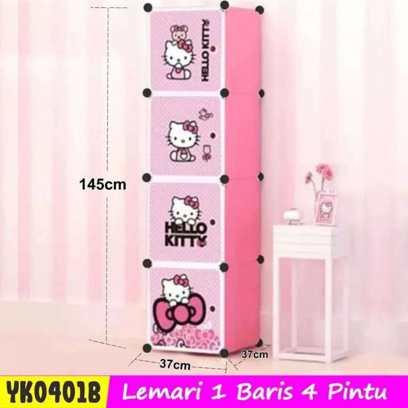 RB Lemari Pakaian Plastik Portable 4 Pintu Lemari Serbaguna Lemari Hemat Tempat Lemari Multifungsi