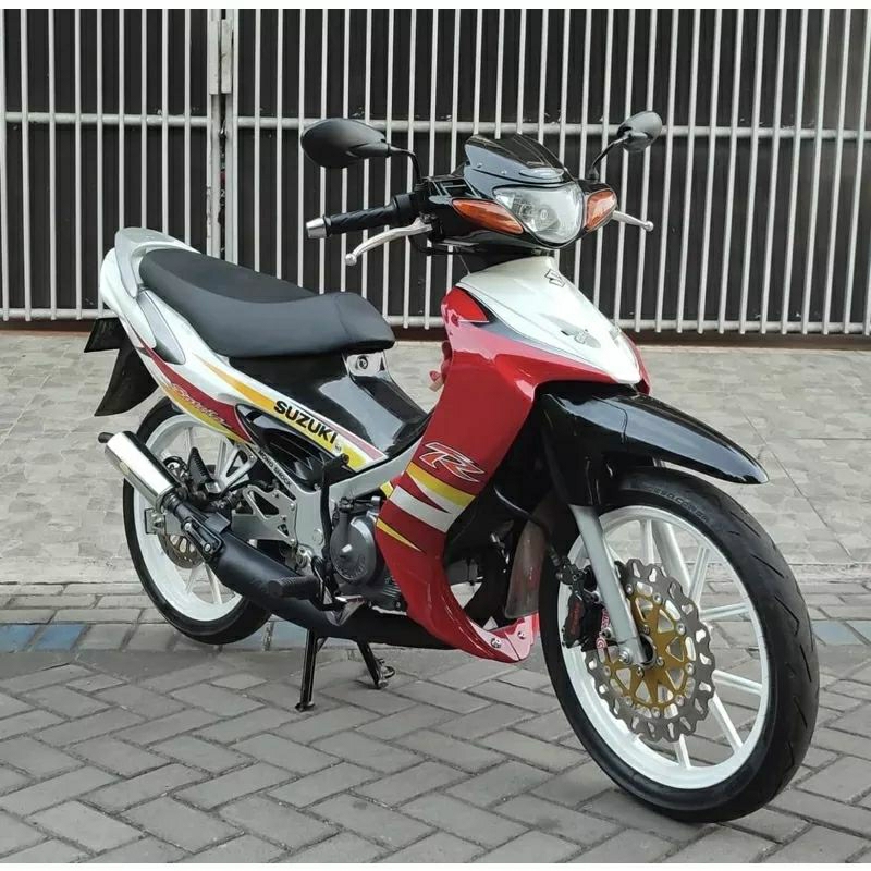 (BAYAR DI TEMPAT) Striping Satria Hiu Malaysia 2004 Merah Putih Stiker lis Decal Body Standar Ori Su