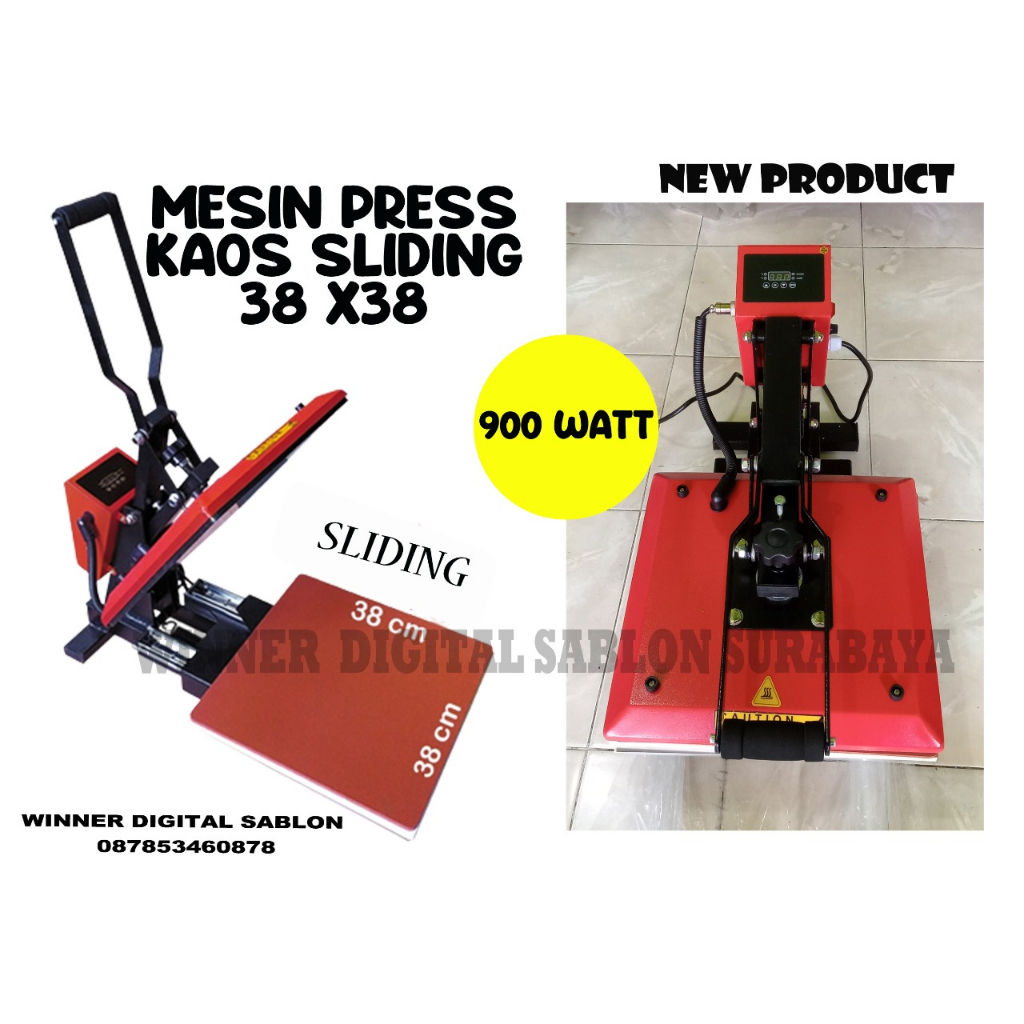 MESIN PRESS KAOS DTF 38X38 SLIDING (BISA DITARIK) / MESIN HOT PRESS SABLON DTF / MESIN KAOS PRESS SA