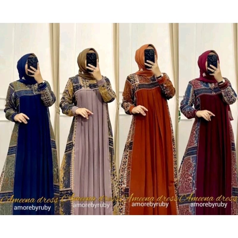AMEENA DRESS AMORE BY RUBY/GAMIS MOTIF BUNGA/GAMIS KONDANGAN