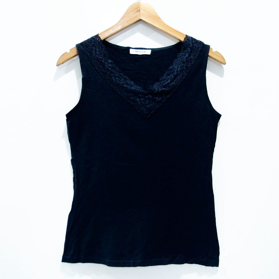 DV667 SIZE M MK KLEIN BLACK MIX BROKAT TANKTOP