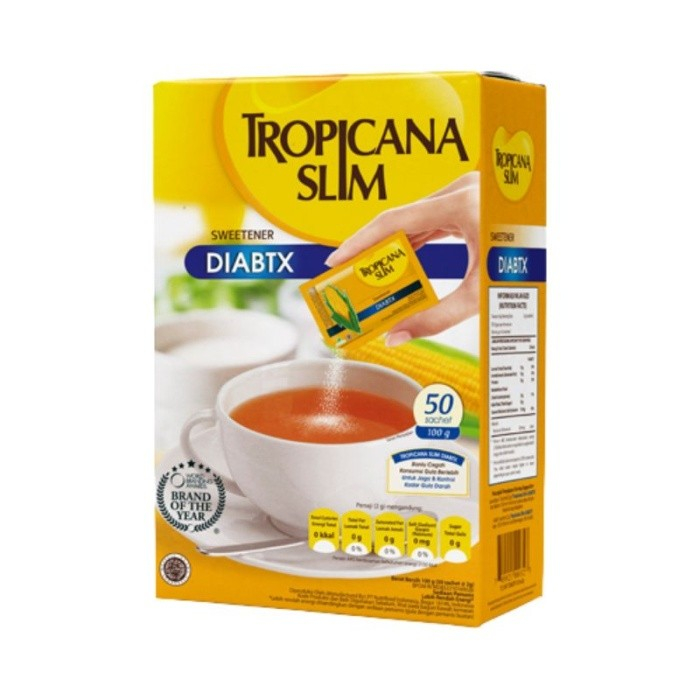 

Tropicana Slim Sweetener DIABTX Pemanis Nol Kalori 50 X 2 Gram