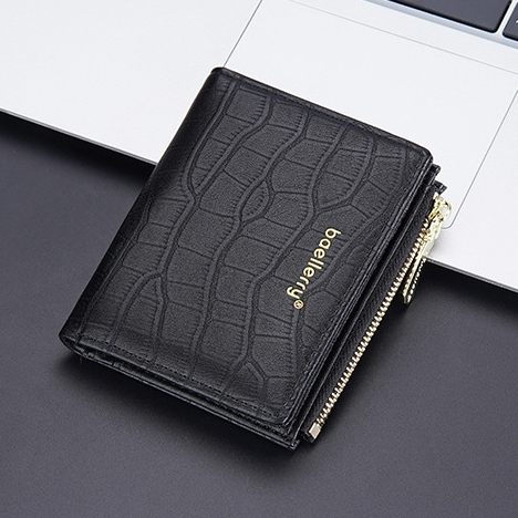 DOMPET LIPAT WANITA BAELLERRY ORIGINAL MINI RESLETING KULIT HITAM SUDIENA WA780B5 CROCO PREMIUM BATAM FASHION KOREA BRANDED KECIL KEKINIAN TERBARU MURAH SLOT KARTU ATM LUCU CANTIK MEWAH