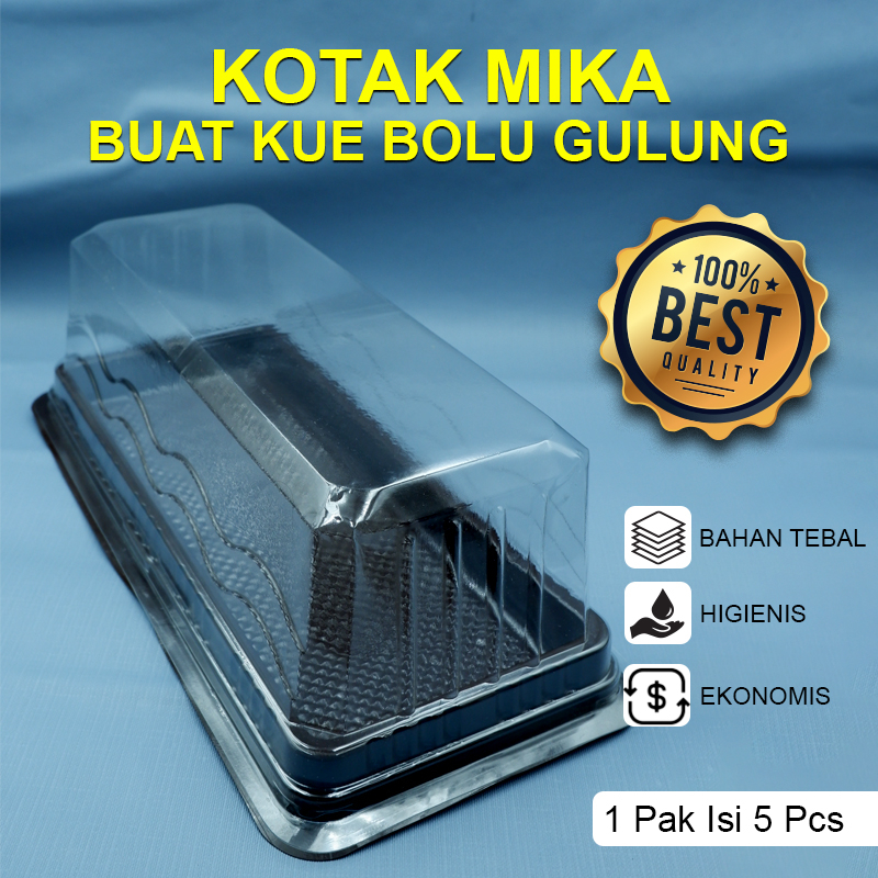 Kotak Plastik Mika Kue Brownies Kue Bolu Gulung Tray Plastik Mika 1 Bungkus Isi 5Pcs