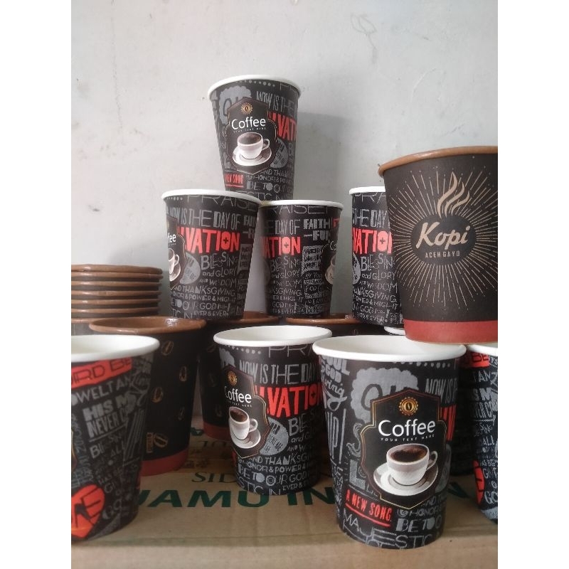 

PAPER CUP motif coffee 8oz isi 50 pcs