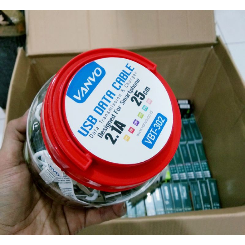 Kabel Data VANVO VBT-302 25cm V8 / Micro Usb 2.1A Fast Charging Untuk Powerbank Toples