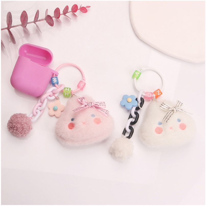 Mores Bag Charm Aksesoris Gantungan Kunci Tas Bentuk Boneka Kelinci Plush Doll Pom Pom Pendant Keychain Pastel Import Lucu