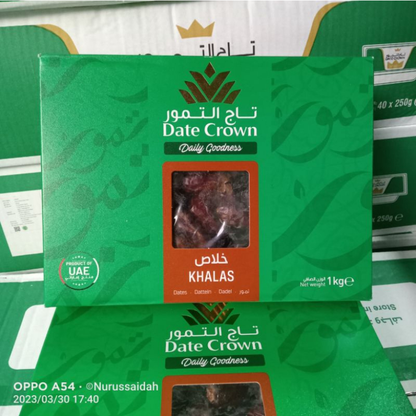 

Kurma Date Crown Khalas / Kholas 1kg exp des 2024 Kemasan Baru