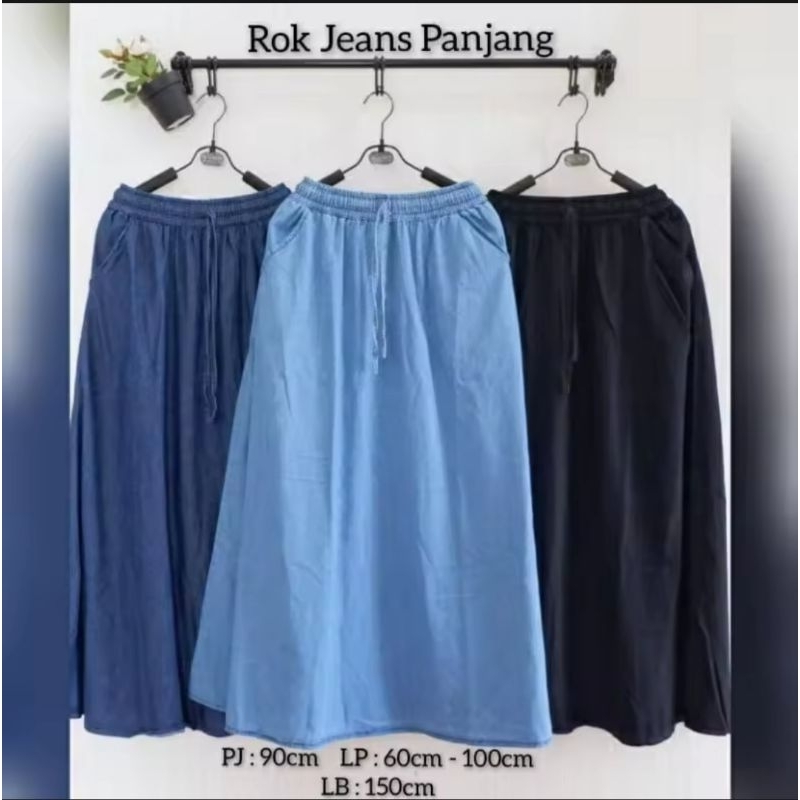 ROK JEANS PANJANG - ROK WANITA DEWASA KEKINIAN