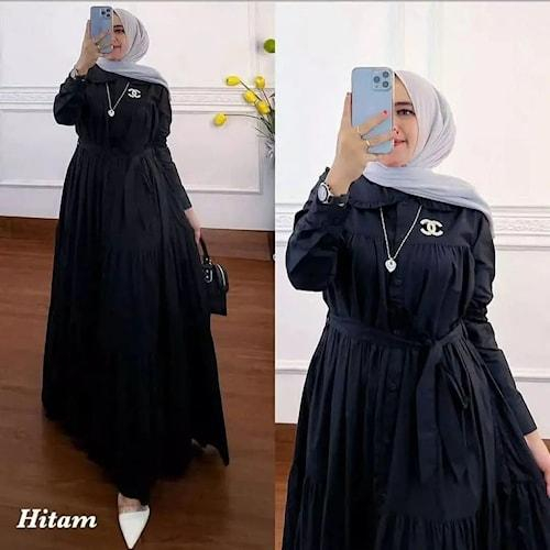 Baju Gamis Dress Rempel Wanita Fashion Muslim Kekinian