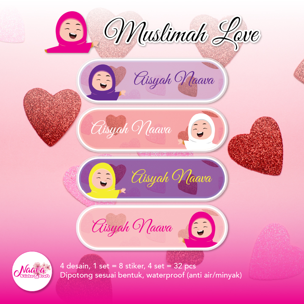 

STIKER LABEL BUKU POLOS CUSTOM NAMA ANAK - MUSLIMAH LOVE