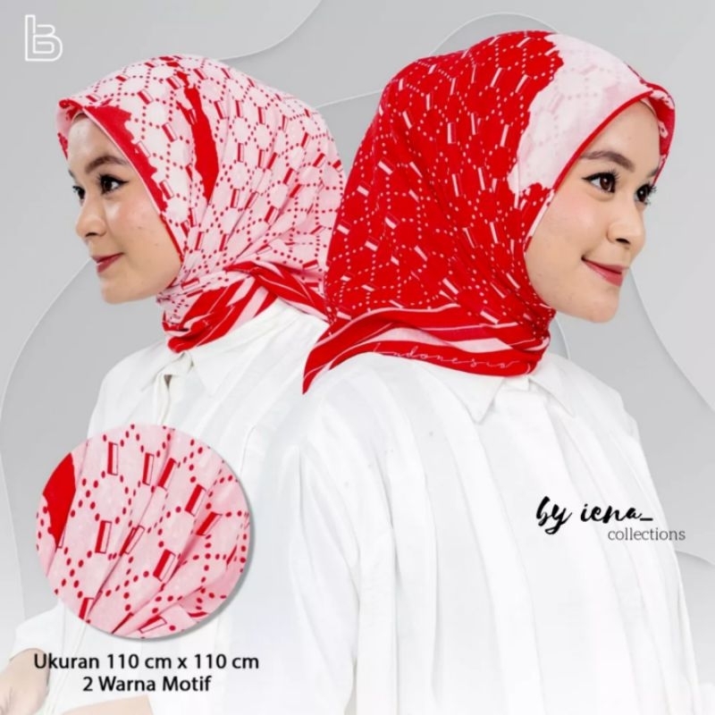 Jilbab voal merah putih segiempat motif kemerdekaan square umama scarf ori original lasercut agustus