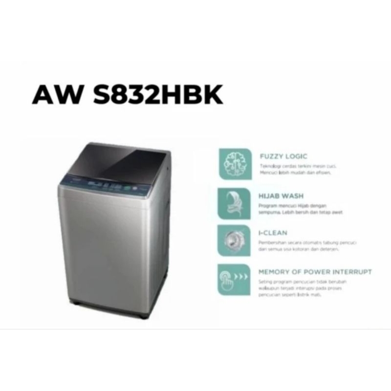 BMJ Sanken Mesin Cuci 1Tabung AWS-832 Kapasitas 8kg, Low Watt