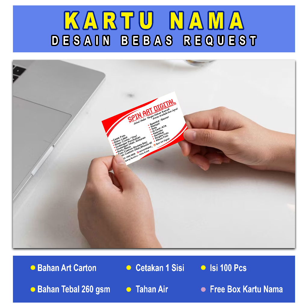 

Kartu Nama Free Desain & Free Kotak Isi 100 Pcs Tahan Air dan Berkualitas