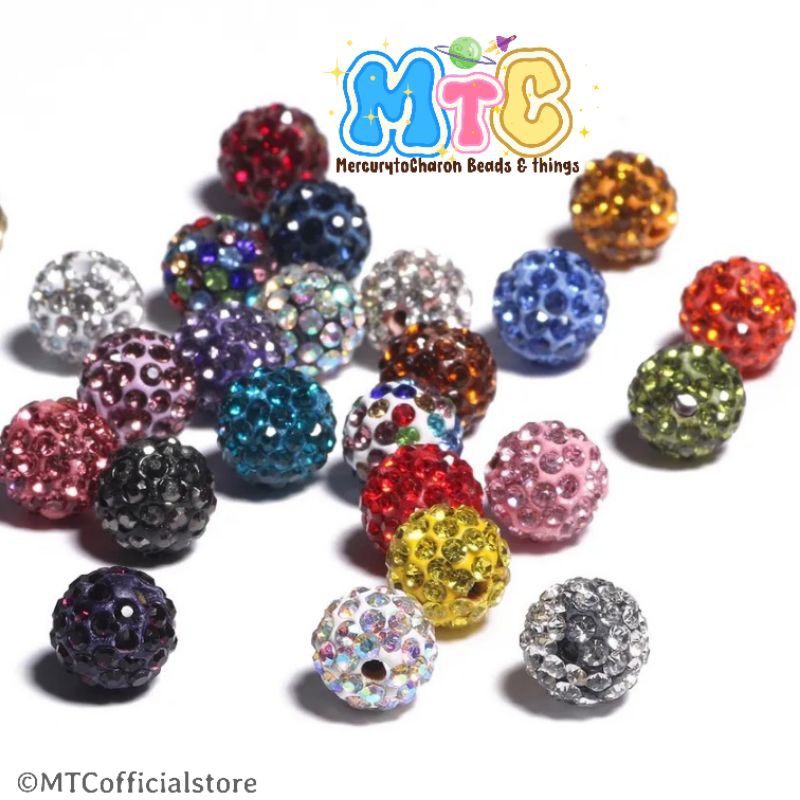 100 pcs Manik Bola Disko Mote Tanah Liat 8mm polymer clay rhinestones Beads