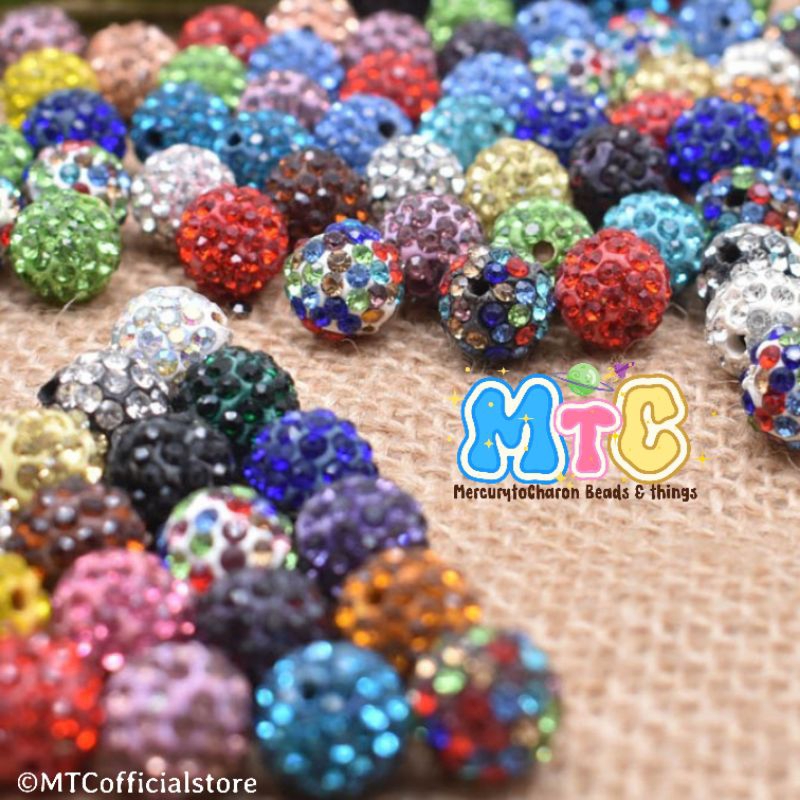 100 pcs Manik Bola Disko Mote Tanah Liat 8mm polymer clay rhinestones Beads