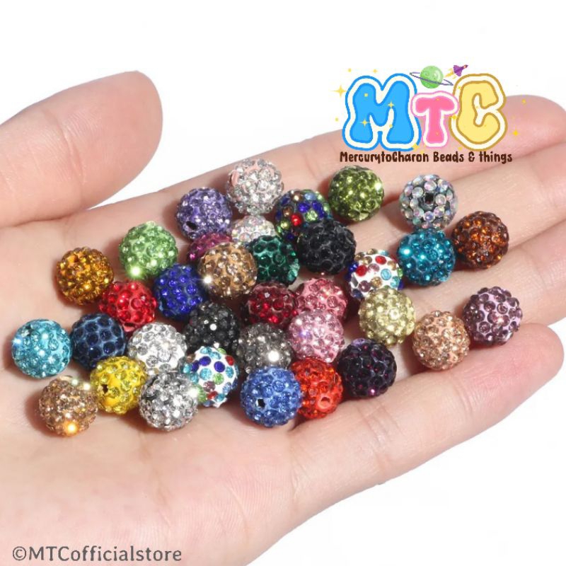 100 pcs Manik Bola Disko Mote Tanah Liat 8mm polymer clay rhinestones Beads