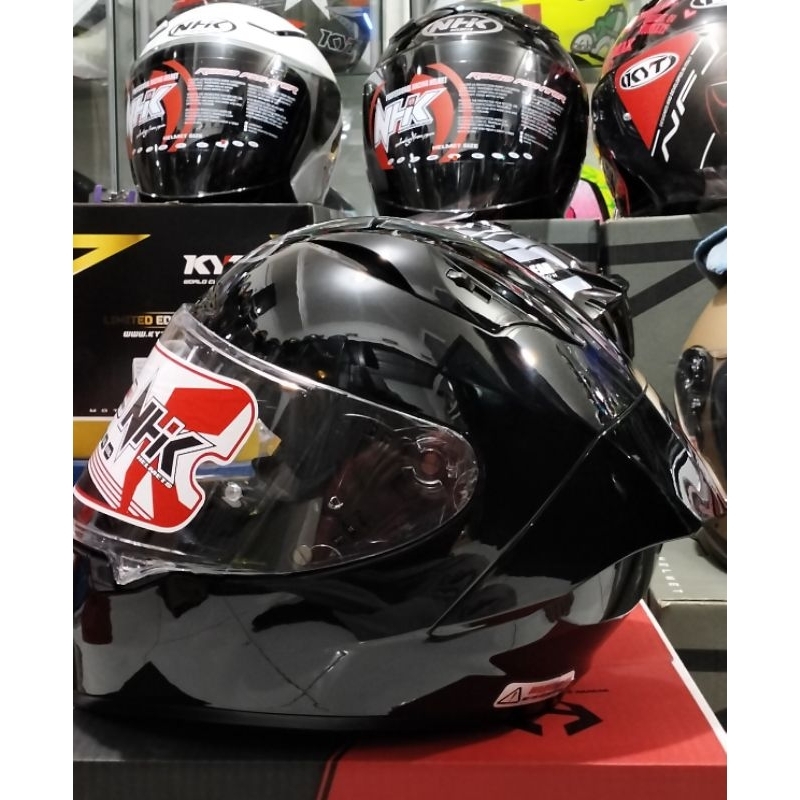 HELM NHK GP R TECH SOLID BLACK GLOSS,DIM GREY,DAN WHITE
