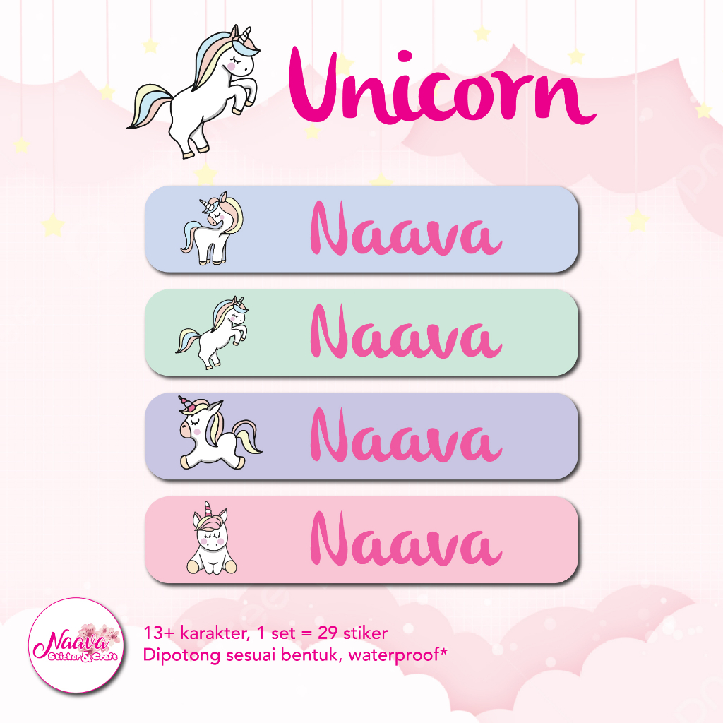 

STIKER LABEL PENSIL NAMA ANAK - UNICORN