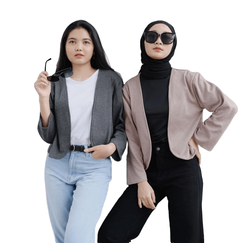 Crop Top Jacket Sweater Wanita Korean Style Lengan Panjang Design Kekinian Baju Atasan Outer Crop Ov