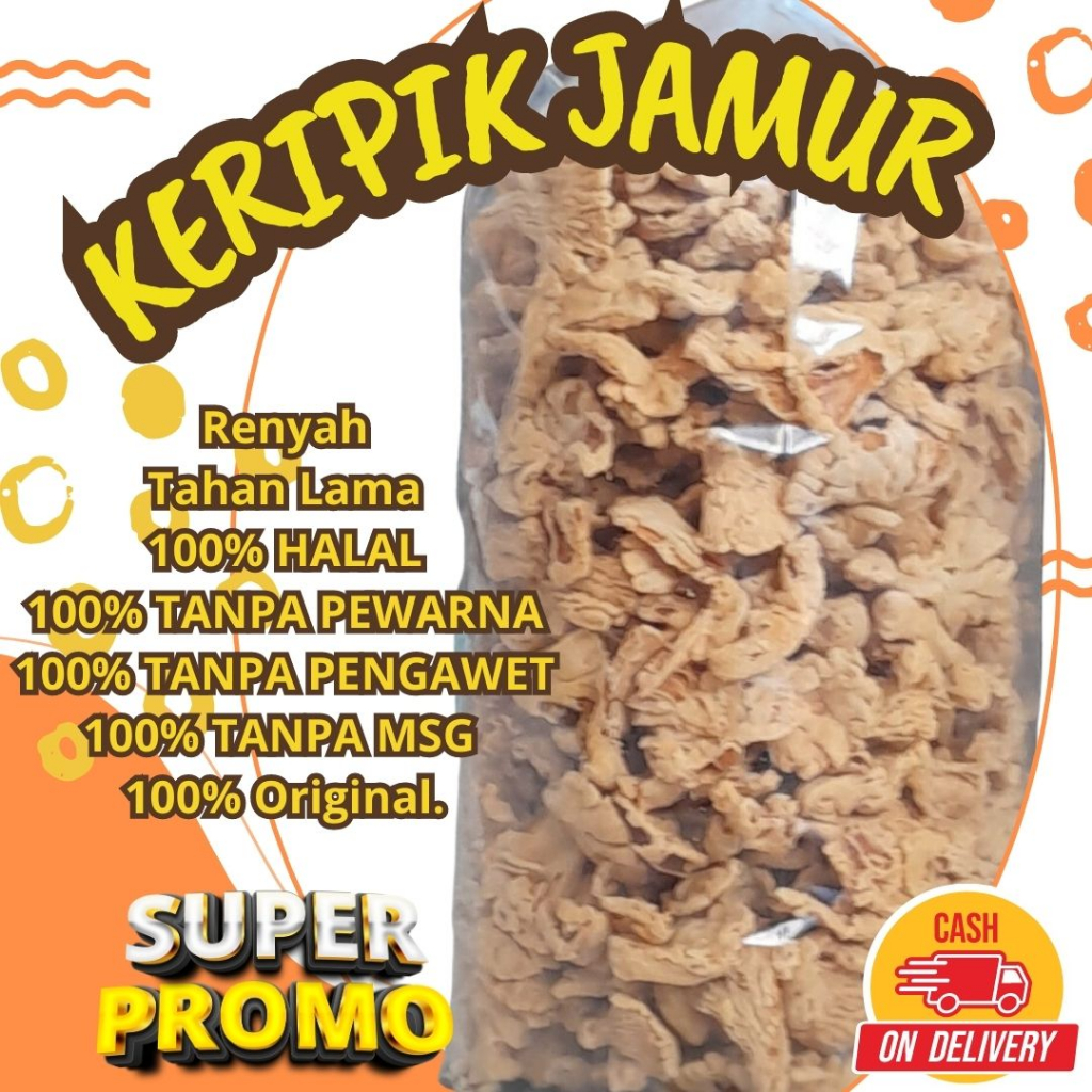 

Keripik Jamur Tiram Kemasan, JAMUR KRISPI, PREMIUM, ORIGINAL, RENYAH 250Gr/500Gr/1KG