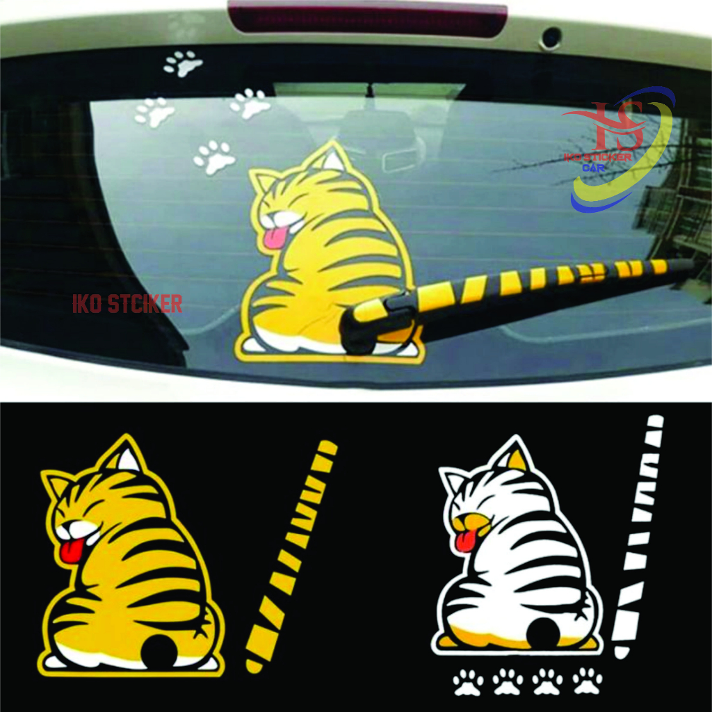stciker mobil cutting sctiker kaca mobil gambar kucing lucu