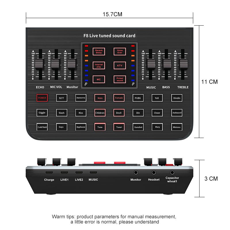 Siborie soundcard V80/F8/S25  Audio USB External Mixer Bluetooth mic for phone PC sound card live