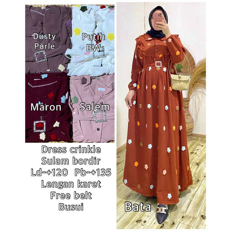 dress crinkle pompom belt lepasan