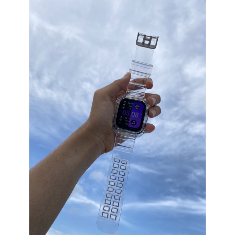 STRAP + BUMPER TRANSPARANT I-WATCH SMARTWATCH IWO WATCH HIGH QUALITY MATERIAL 38/40/41MM DAN 42/44/4