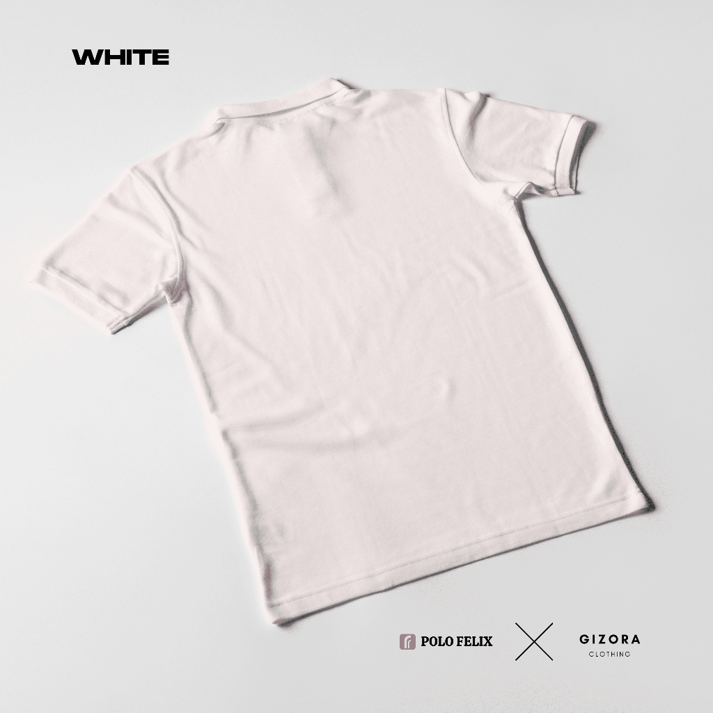 Baju Polo Lacoste Kaos Polos Kerah Super Premium Katun - White / Putih - Polo Felix x Gizora