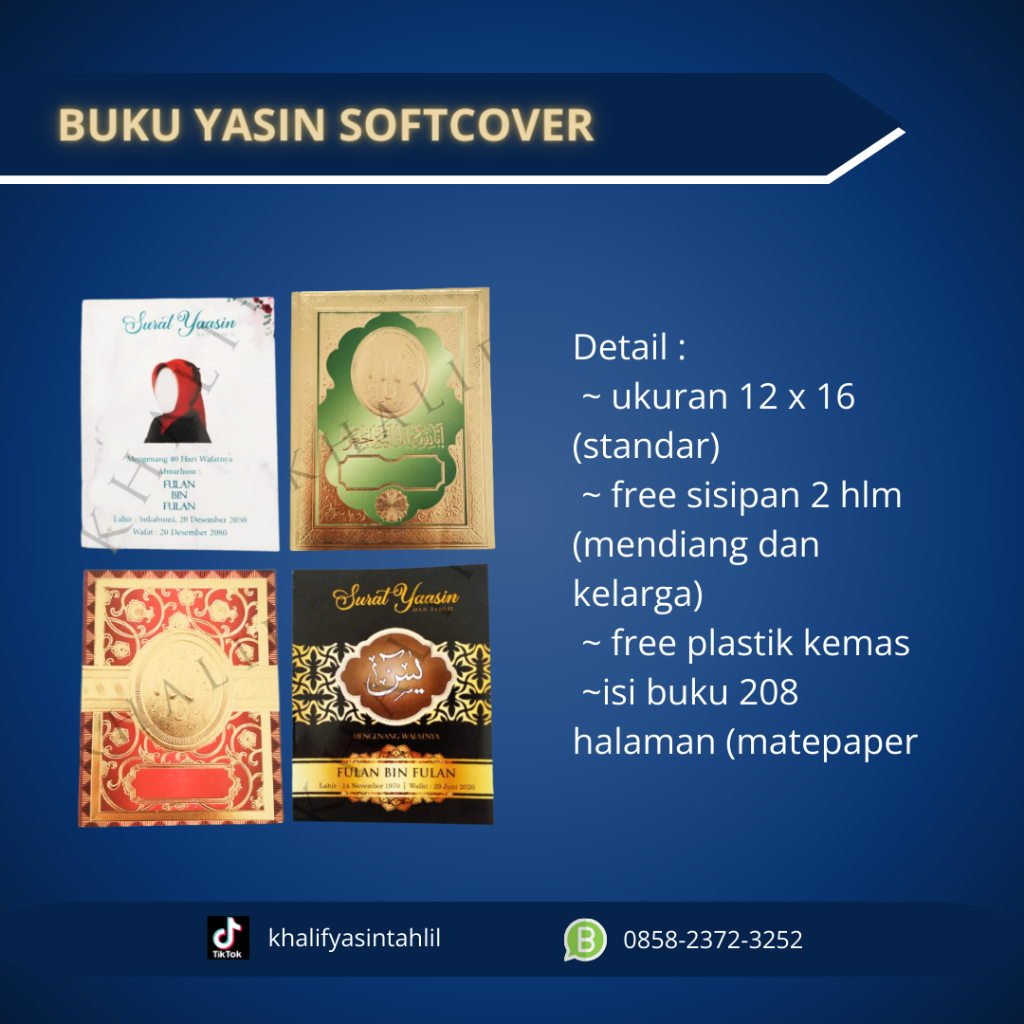 Buku Yasin Tahlil Softcover Custom Isi 208 dan 240 Halaman