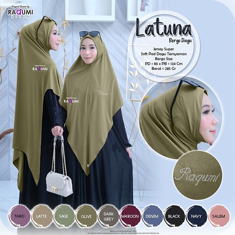 LATUNA BERGO DAGU RAQUMI ORIGINAL | LATUNA RAQUMI ORIGINAL | JILBAB DAGU JUMBO | JILBAB JERSEY DAGU 