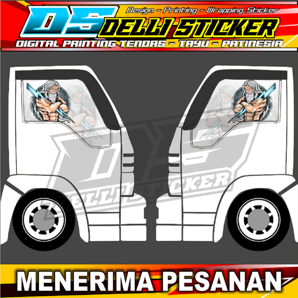 Stiker Kaca Truk - Zeus Kanan Kiri - Truk Giga Blok Kaca Samping