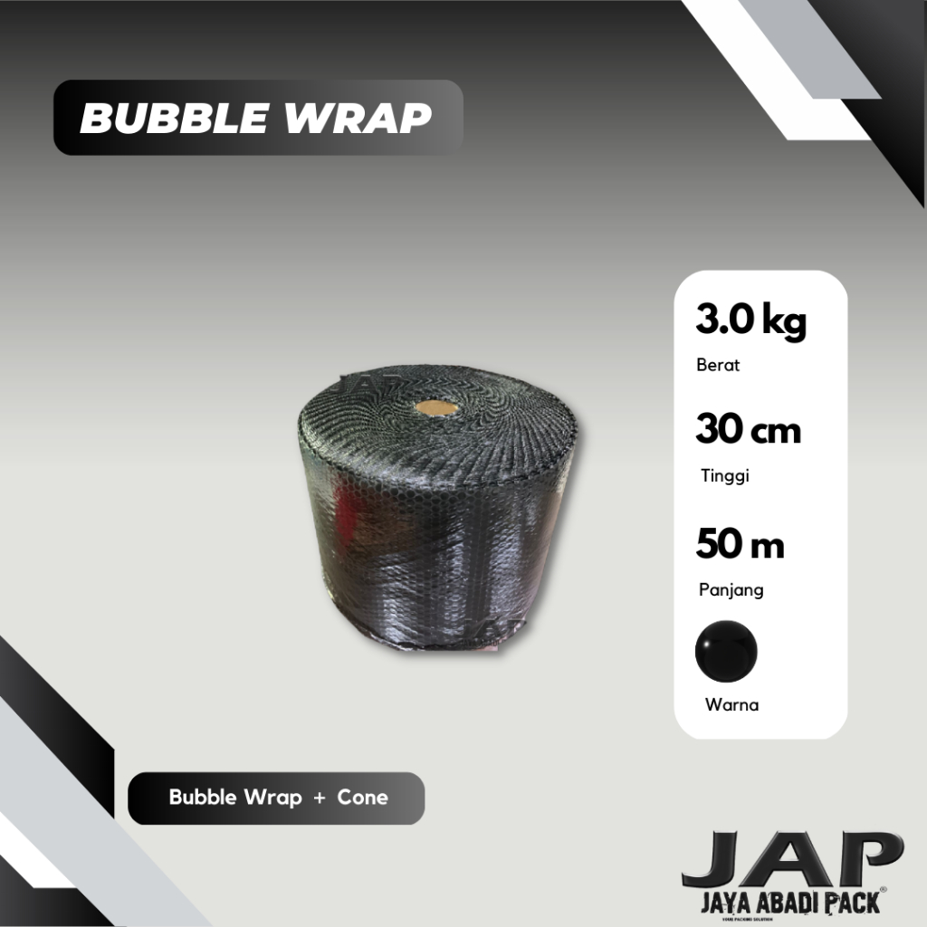 

Bubble Wrap 30 cmx 50 m - 3.0 KG Hitam