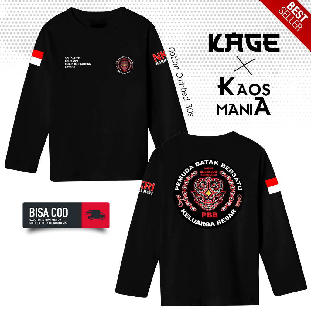 Kaos PEMUDA BATAK BERSATU PBB Lengan Panjang - Kaos Batak Terbaru BERGAYA STORE