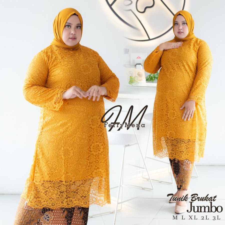 KEBAYA/ SET KEBAYA TUNIK / SET KEBAYA TUNIK BRUAKT JUMBO LD 130 / SET KEBAYA JUMBO/ BAJU TUNIK WARNA